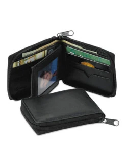 Zippered Black Billfold Wallet
