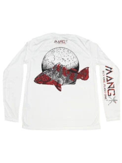 MANG MP1148LS Mens Grouper Moon Long Sleeve Performance Tee White