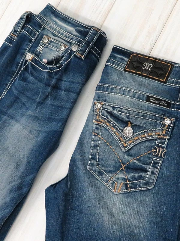 Miss Me M3403SB Womens Stitched Mid-Rise Boot Cut Jeans - Image 3