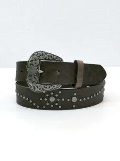 Nocona N320000902 Womens Floral Designed Studs Western Belt Brown (D)