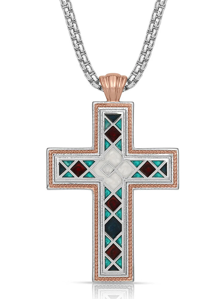 Montana Silversmiths NC4818 American Legends Mosaic Cross Necklace
