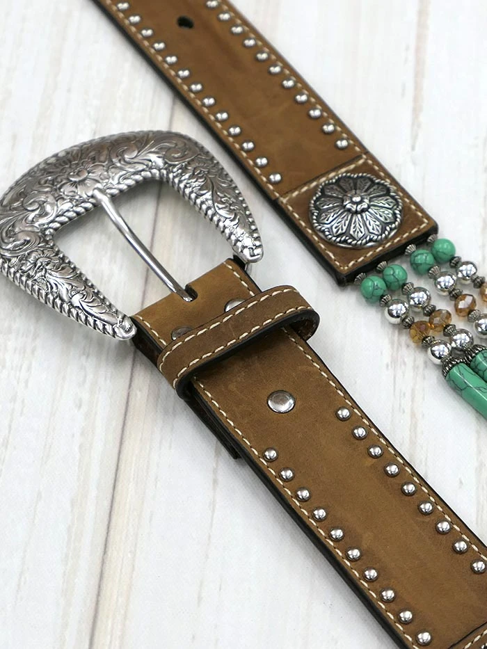 Nocona N3412744 Womens Beads & Floral Concho Western Belt Brown - Image 4