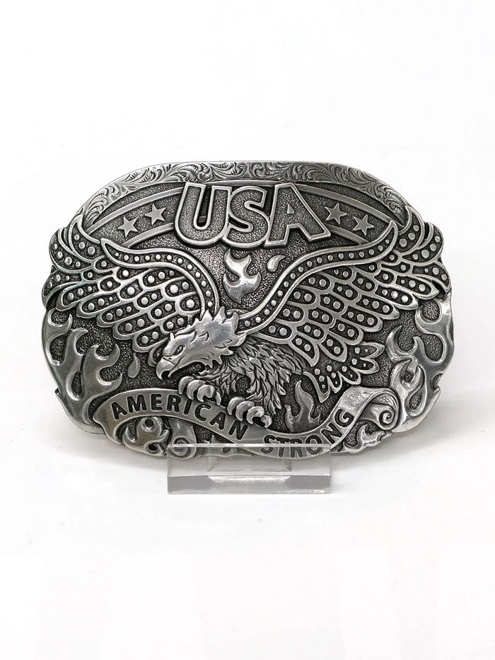 Nocona 37122 American Strong USA Soaring Eagle Belt Buckle Antique Silver