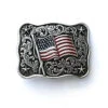 Nocona 37706 Kids Rectangle Smooth Edge Scroll Stars USA Flag Belt Buckle Kids - B