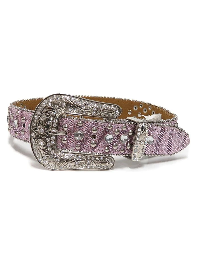Nocona N4411030 Kids Glitter Horseshoe Concho & Rhinestones Belt Pink - Image 3