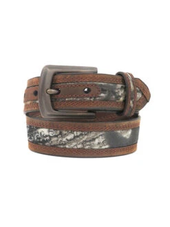 Nocona N44192222 Kids Mossy Oak Camo Leather Belt Brown
