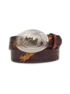 Nocona N4422002 Kids Rodeo Printed Brown Leather Belt - B