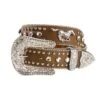 Nocona N4427644 Kids Crystal Horse Leather Belt Brown