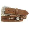 Nocona N2412044 Mens Buffolo Conchos Leather Western Belt Brown