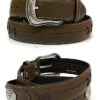 Nocona N2474644 Mens Barbed Wire Concho Western Leather Belt Brown