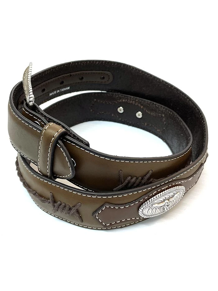 Nocona N2474644 Mens Barbed Wire Concho Western Leather Belt Brown - Image 4