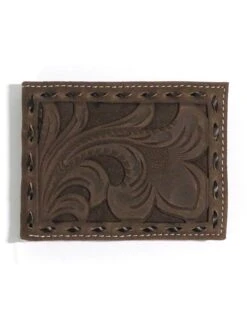 Nocona Mens Cowboy Floral Tooled Leather Overlay Wallet N5418447 - D