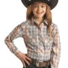 Panhandle R6S2520 Kids Plaid With Paisley Overprint Snap Shirt Grey