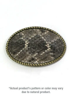Skin Shop 121R Rattle Snake Skin Solid Brass Belt Buckle Natural