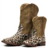 Roper 2800 Kids Leopard Print Square Toe Western Boot Tan