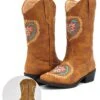 Roper Kids Embroidered Glitter Heart Tan Western Boots 2401TA