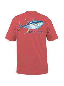 Salt Life SLM10756 Mens THE REEL DEAL Short Sleeve Pocket Tee Burnt Coral