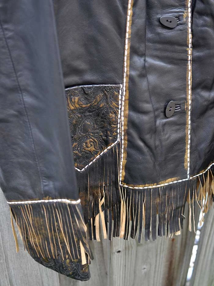 Scully L727-259 Fringe And Tooled Details Brown Western Leather Jacket - (D) - Image 4