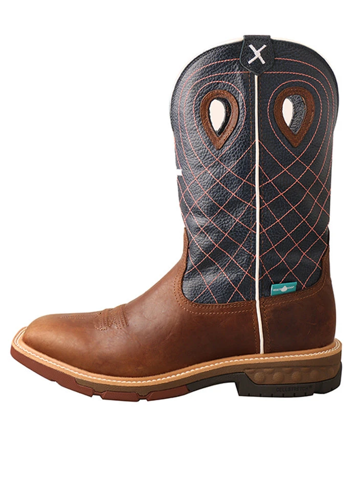Twisted X MXBW001 Mens Waterproof Western Work Boot Mocha Navy - Q - Image 5