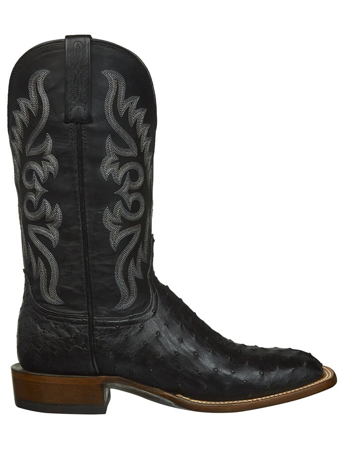 Lucchese CL1023.W8S Mens Western Harmon Full Quill Ostrich Leather Boots Black - Image 3