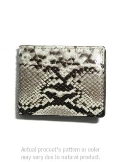 Skin Shop 2237 Python Snake Skin Leather Bi-Fold Wallet Natural