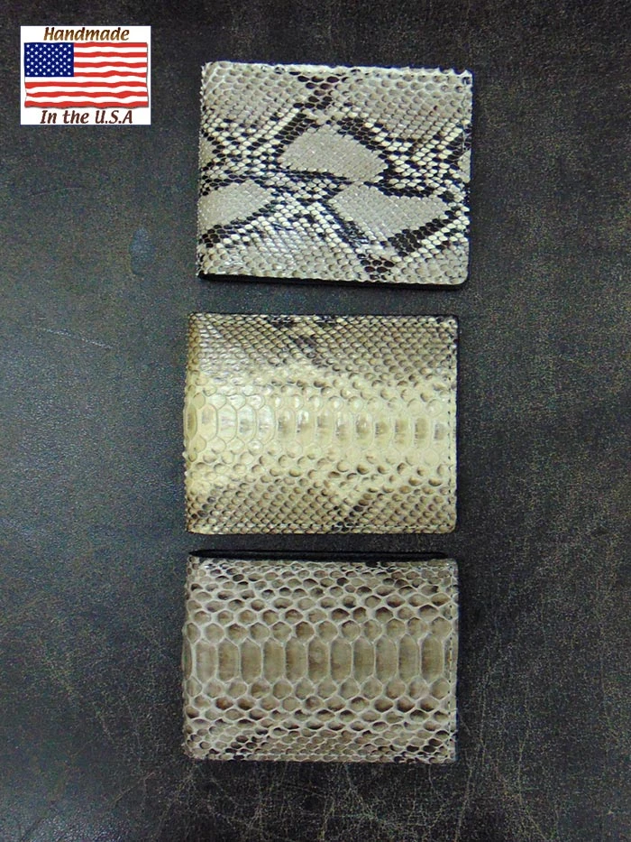 Skin Shop 2237 Python Snake Skin Leather Bi-Fold Wallet Natural - Image 3