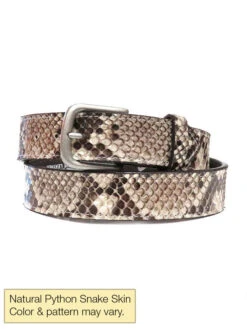Skin Shop 235P Genuine Python Snakeskin Western Belt Natural