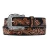 Tony Lama C51263 Womens Daisy Delheart Floral Tooled Belt Black And Tan