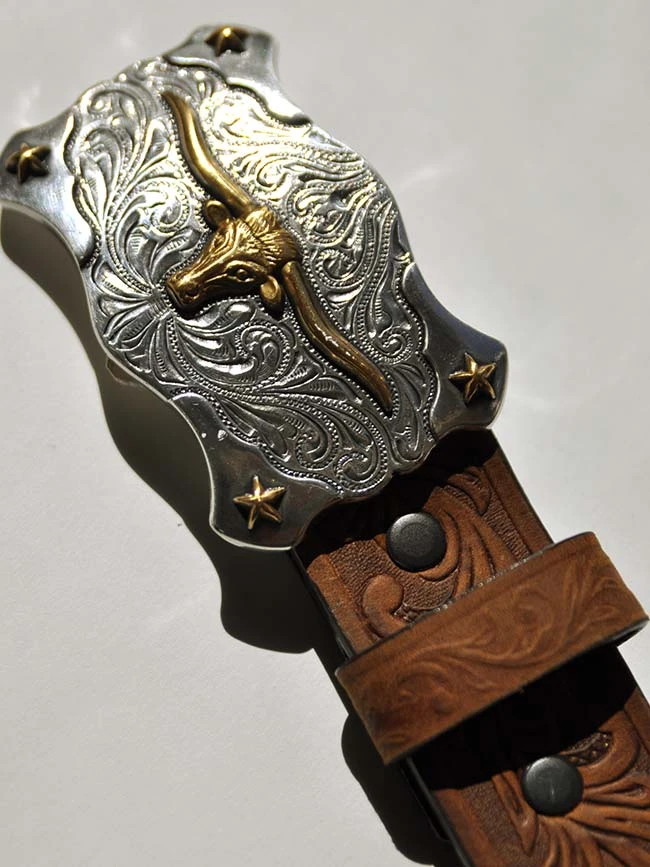 Tony Lama C60119 Kids Little Texas Belt Aged Bark - Image 4