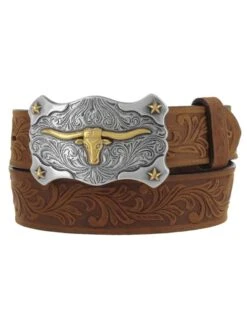Tony Lama C60119 Kids Little Texas Belt Aged Bark