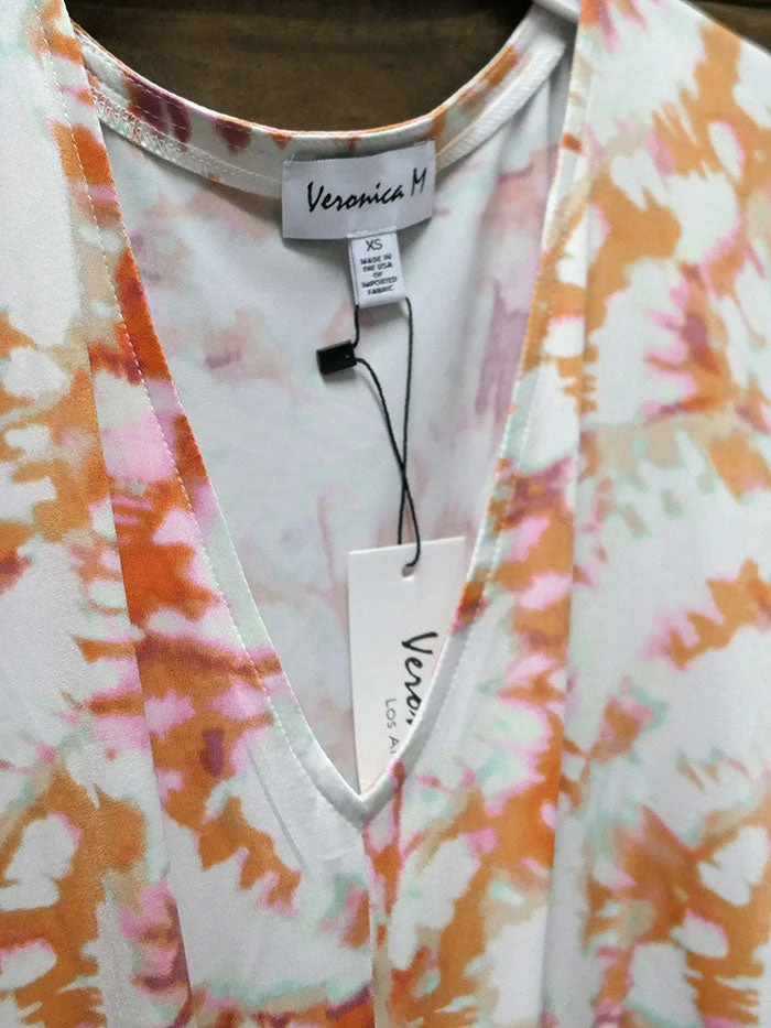 Veronica M TF-1644 Womens Betty Stretch V-Neck Tie Top - Image 2