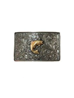 VOGT Hand-Engraved Filigree Sterling Gold Bass Belt Buckle 180-004