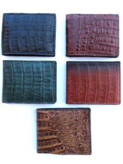 Skin Shop 2205 Mens Genuine Caiman Bi-Fold Wallet Natural Multi
