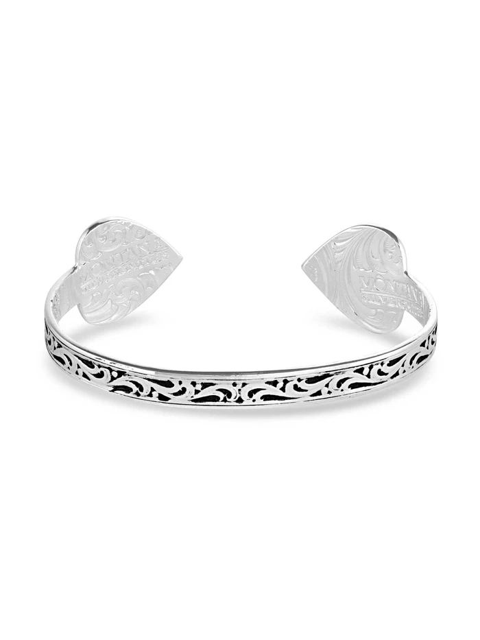 Montana Silversmiths BC4880 Womens Ace Of Hearts Cuff Bracelet Silver - Image 2