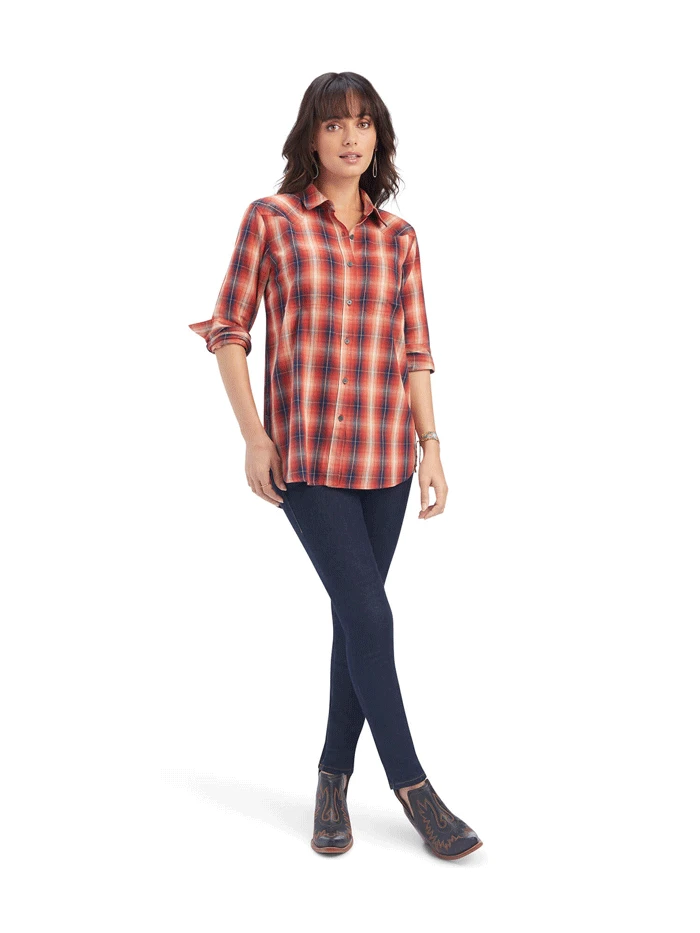 Ariat 10041737 Womens REAL Billie Rae Plaid Shirt Citrus Grove - Image 3