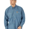 Wrangler FR3W01B Mens Flame Resistant Long Sleeve Work Shirt Blue Chambray