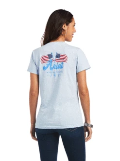 Ariat 10040578 Womens REAL Flag Waver Tee Halogen Blue