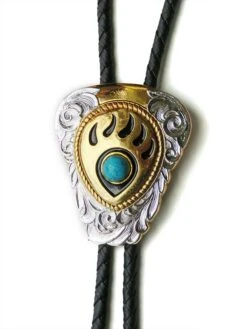 Gold Bear Paw Turquoise Stone Bolo Tie 22281