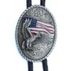 Eagle With USA Flag Oval Bolo Tie 22612