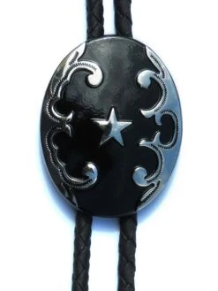 Black Oval With Star Concho Bolo Tie 22744