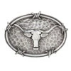 Ariat A37050 Mens Oval Steer Head Barbwire Edging Buckle Antique Silver