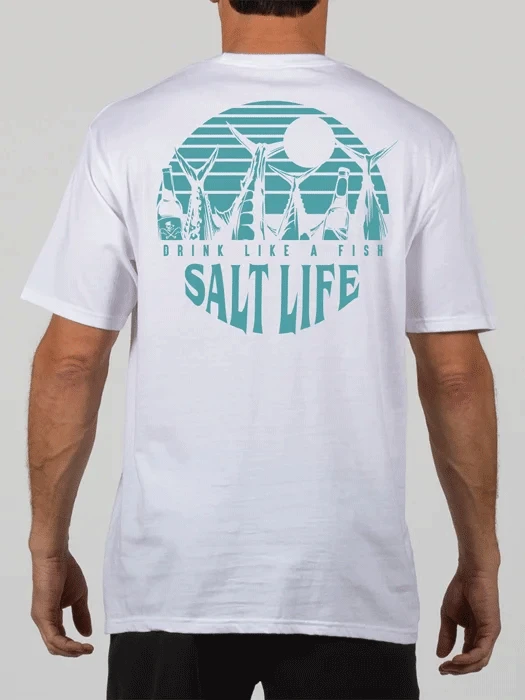 Salt Life SLM10953 Mens Drink Like A Fish Short Sleeve Tee White - Image 4