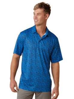 Ariat 10045030 Mens All Over Print Polo Cendre Blue