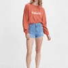 Levis Levi's 728780037 Womens High Rise Shorts Denim Light Wash