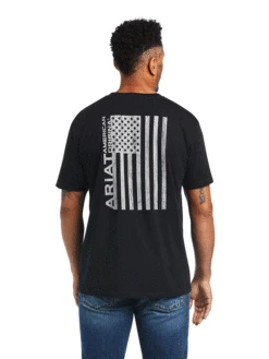 Ariat 10040865 Mens Woodgrain Flag T-Shirt Black