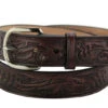 Gingerich 861428 Mens Hand Tooled Leather Belt Black Cherry