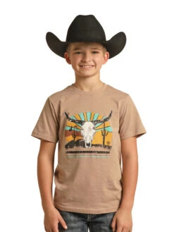 Rock & Roll Denim RRBT21R0IR Kids Graphic Tee Taupe