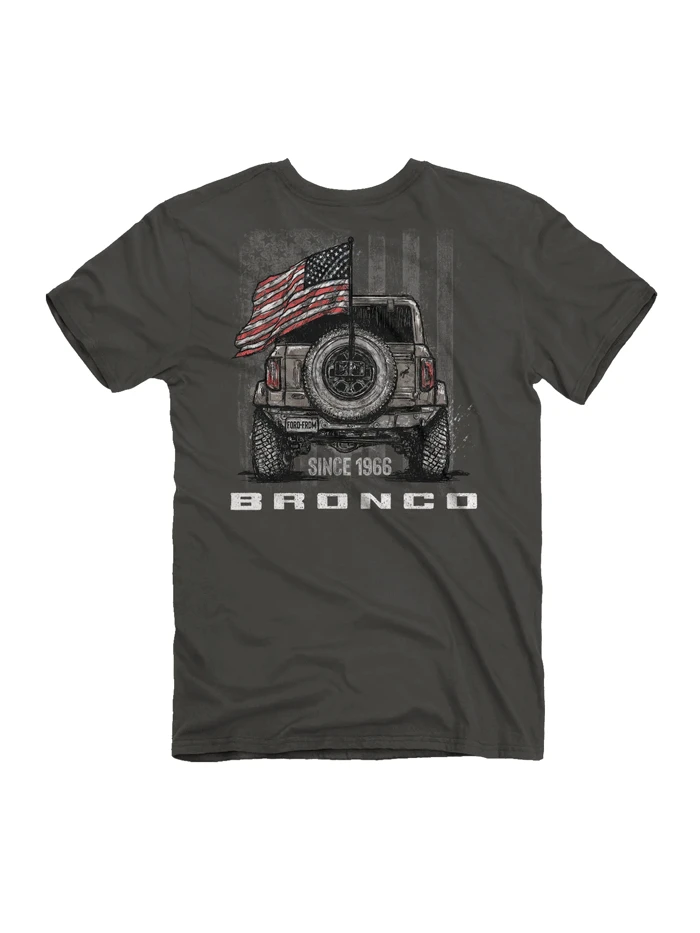 Buck Wear 3686 Mens Bronco Freedom Short Sleeve Graphic Tee Charcoal