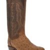 Dan Post DP3077 Mens Handcrafted Gehrig Ostrich Western Boots Saddle
