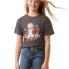 Ariat 10045457 Kids Cow Girl Short Sleev Tee Charcoal Heather